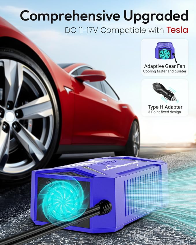 BESTEK Pure Sine Wave Power Inverter - 300W Car Plug in Charger Outlet DC 12V to 110V AC - Cigarette Lighter Adapter with 4.8A Dual USB Fast Charging Ports for Phone, Laptop, Tablet - Blue