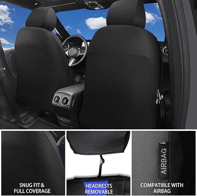 CAR PASS 3D Air Mesh Black Blue Seat Covers for Car,Leather Car Seat Cover Front Seats,Breathable Foam Premium Leather Mesh Front Seat Covers Universal Fit for Cars Sedans Trucks Vans SUVs,Black Blue