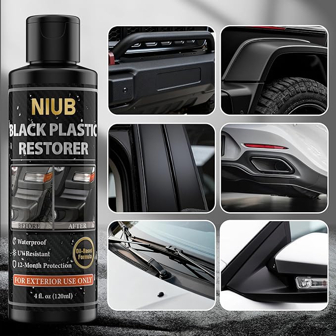 Plastic Restorer for Cars, 240ml Black Trim Restorer, Car Plastic Restorer, Plastic Restorer for Car Exterior, Restores Faded Plastic, Waterproof, Long-Lasting Shine & Protection,Outdoor Use Only
