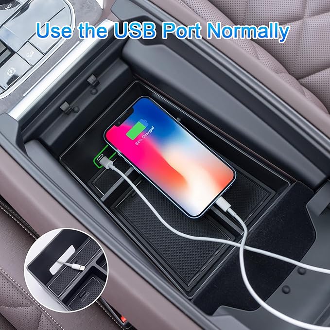 JKCOVER Center Console Organizer Tray Compatible with BMW X5 G05 X7 G07 (2019-2025) and X6 G06 (2020 2021 2022 2023 2024 2025) Accessories Armrest Secondary Storage Box, ABS Plastic