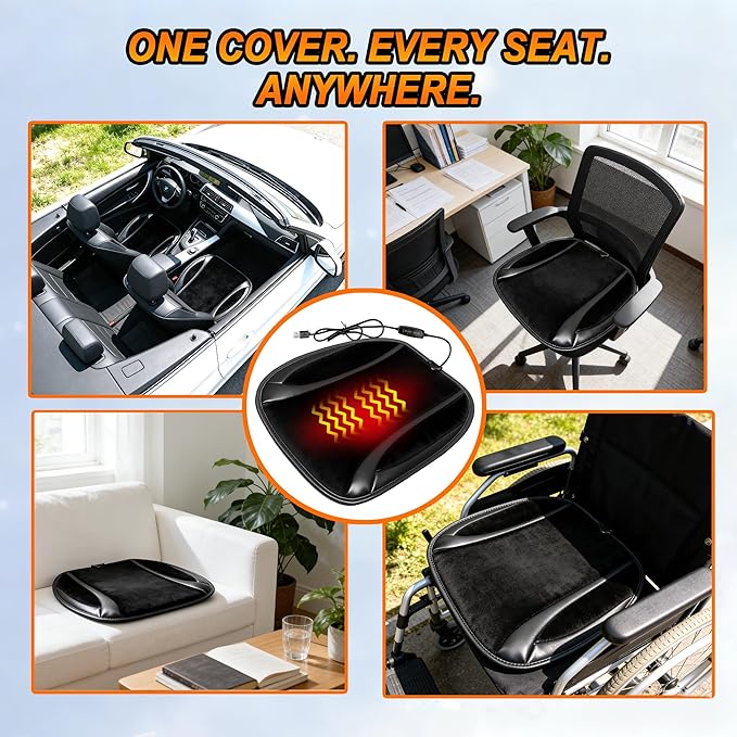 Fuzzy Car Seat Cushion, Comfortable Soft Fur Seat Cushion for Car Truck SUV Van, Universal (Black-1PCS-Winter)
