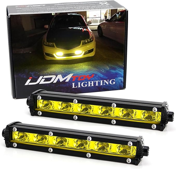 iJDMTOY Amber Yellow 18W High Power LED Daytime Running Light Kit w/Relay Wire Harness, Universal Fit Compatible with Car, Truck, SUV, etc