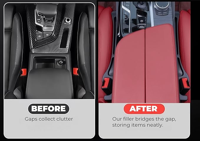 EnzeroTools Car Seat Gap Filler, 2-Pack No-Drop Seat Side Gap Seam Filler Organizer with Phone Holder, Universal Fit Fill The Gap Between Seat & Console, Perfect for Car, SUV, Truck