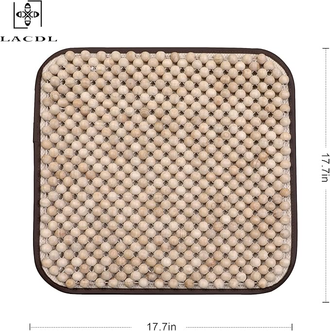 LACDL Beaded Car Seat Covers for Cars, Cooling Bead Seat Cover for Trucks & SUVs - Auto Ventilated Seat Cooler Pad, Natural Wood Breathable Beads - Sweat Protector for Summer, Burlywood