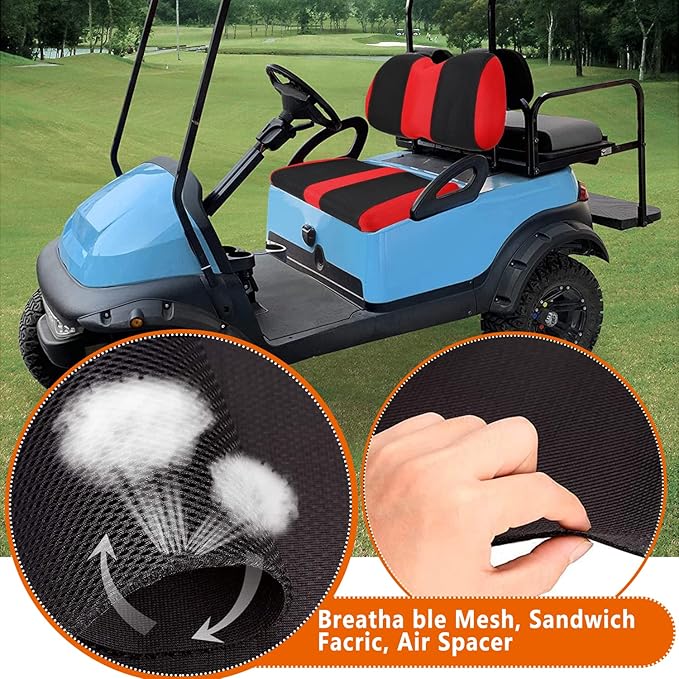 Golf Cart Seat Covers Club Car Dress UP Older Golf Cart Durable Breathable Material Fit for Club Car Precedent OEM Ordinary Seat Cushion Easy to Install