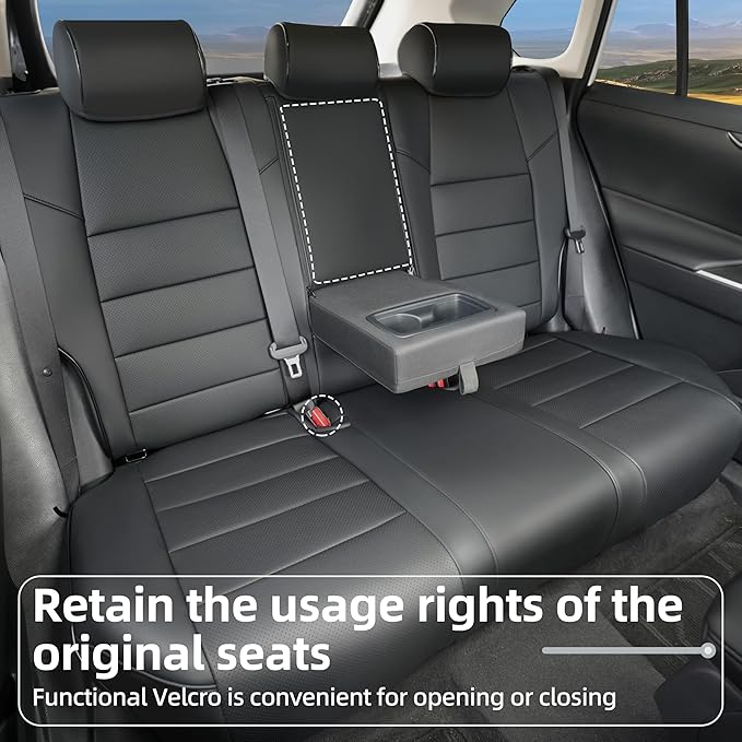 Lolcar Rav4 Hybrid Car Seat Covers Custom Fit for 2019 2020 2021 2022 2023 2024 2025 Toyota Rav4 Hybrid Model Only LE,XLE,XLE Premium,Limited,Woodland Edition, 5 Seats Full seat,Faux Leather(Black)
