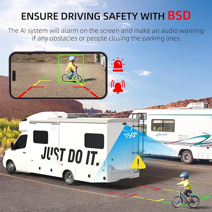 eRapta Wireless Backup Camera, WiFi Magnetic Solar Rear/Front View Camera with BSD, Li-ion Battery, Night Vision for Hitching Gooseneck Horse Boat Travel Trailer/Fifth Wheels/RV/Camper for iPhone