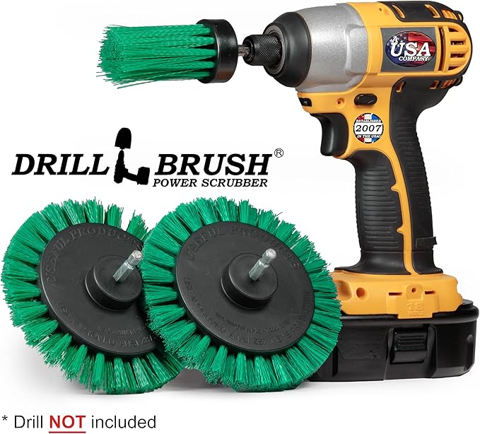 Drillbrush Dishwasher Safe Kitchen Appliance Cleaner Brushes for Power Drill - Small Crevice Cleaning Tool for Housekeeping - Kitchen Cleaning Attachments for Cordless Drill - Grout Power Scrubber