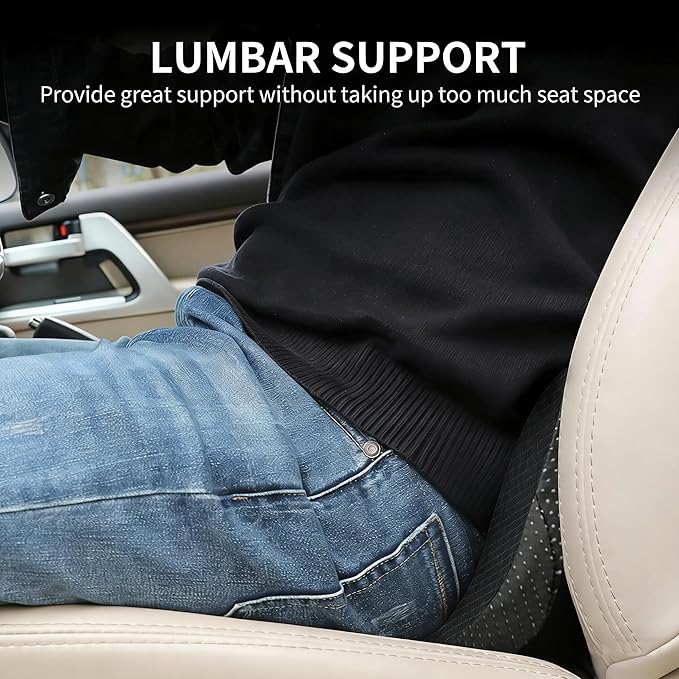 Car Seat Cushion - Memory Foam Car Seat Pad - Sciatica & Lower Back Pain Relief - Car Seat Cushions for Driving - Road Trip Essentials for Drivers(Black)