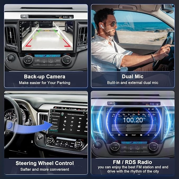 4GB+64GB Android 13 Car Radio for Toyota RAV4 2013-2018, 10.2 Inch Touch Screen Support Wireless CarPlay & Android Auto, Bluetooth 5.2 & Voice Control,GPS & WiFi, Backup Camera Car Stereo