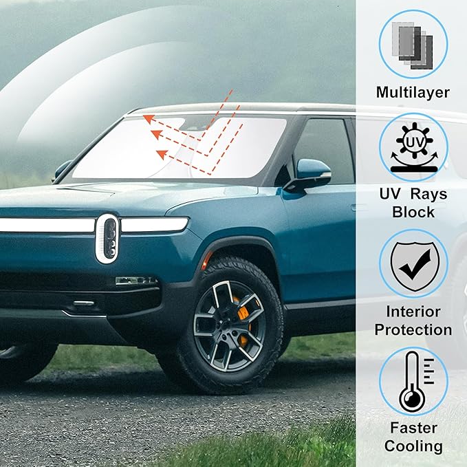 Windshield Sun Shade Custom Fit for 2023 2024 2025 2026 Chevrolet/Chevy Colorado Pickup Truck Prime Accessories Foldable Sunshade Sun Blocker Protect Car from Sun Rays & Heat Damage Keep Car Cooler