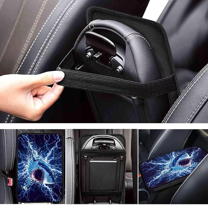 Shark Design Car Center Console Cover Armrest Pad Cover Universal Car Arm Rest Seat Storage Box Mat Non Slip Interior Accessories