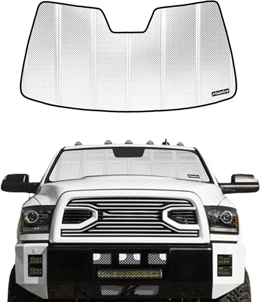 Windshield Sun Shade for Ram 2500/3500 2010-2018. Reflective Aluminum Film Front Window Sunshade - BLAZBLOCK
