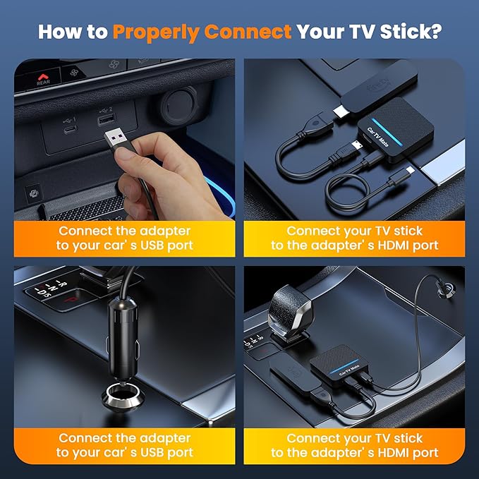 Car TV Mate Pro, Wireless CarPlay & HDMI Adapter, Compatible with Fire TV Stick, iPhone, Screen Throwers, Car Video Box Compatible with Factory Wired CarPlay Vehicles from 2016 & iOS 10+ i Phone