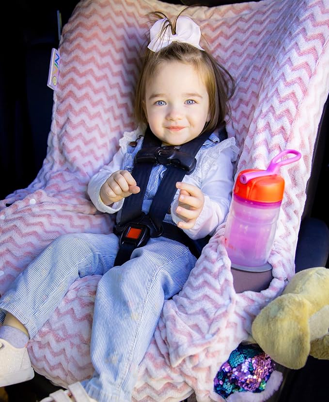 Niko Easy-Wash Children's Car Seat Cover & Liner - Minky - Pink Chevron - Perfect for Winter - Fits Most Toddler Car Seats - Universal Fit - Waterproof SEAT Bottom - Machine Wash and Dry