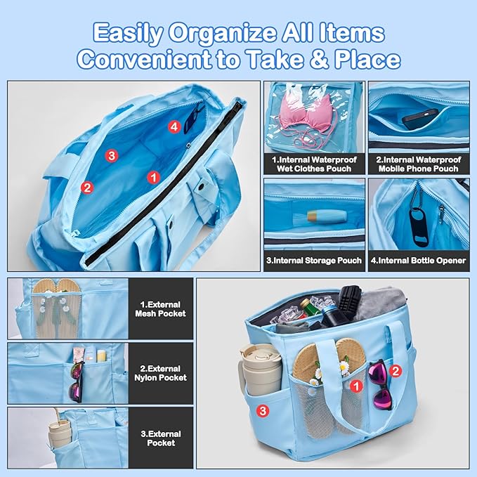 Odoland Soft Cooler Bag - Leakproof & Insulated, 2-in-1 Collapsible Design, Dry/Wet Separation, Large Soft Sided Cooler with Multi-Pocket Design for Beach, Picnic, Camping, Day Trip, Family Size