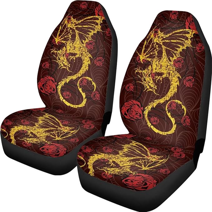 Cool Dragon Print Car Seat Covers Set of for 2 Front Seats,Auto Accessories Protectors Decor Universal Fit for Car Truck SUV