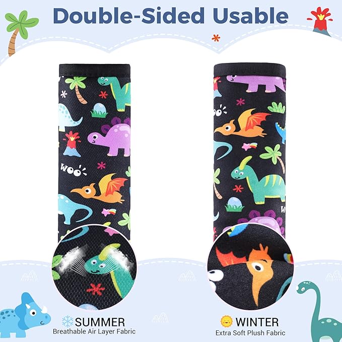COOLBEBE Car Seat Straps Shoulder Pads for Baby Kids, Super Soft Seat Belt Covers for All Car Seats/Pushchair/Stroller/High Chair, Dinosaur Style, Polyester Material
