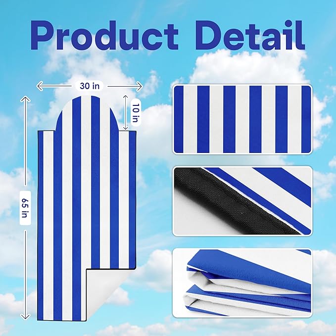 2 Pack Car Seat Towel Covers, Sweat Protector for Front Seats, Premium Thickened Microfiber with Blue and White Stripes, Breathable & Quick Dry, Machine Washable Cover for Gym Running Universal Fit