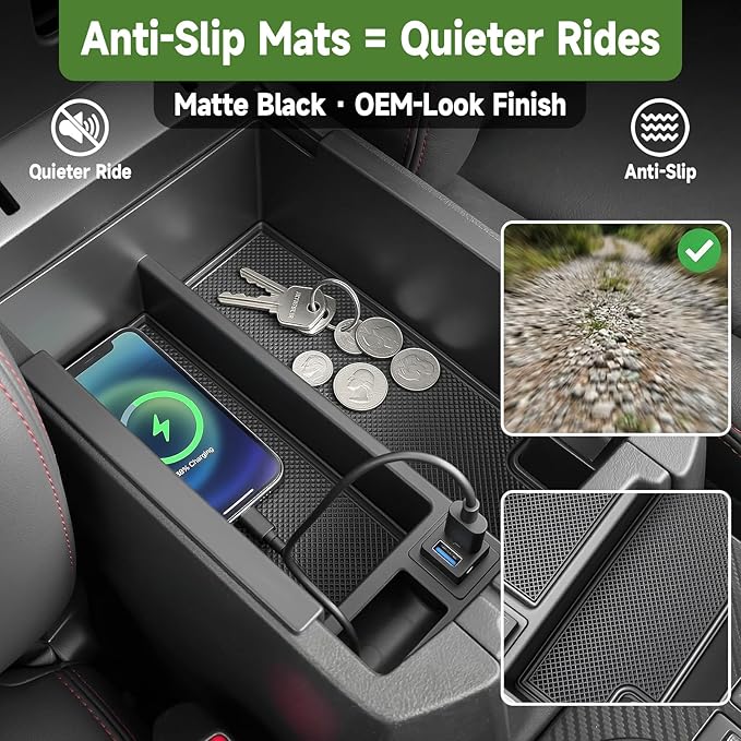Center Console Organizer with Fast Charger for 2010-2024 Toyota 4Runner Insert Armrest Box Storage Tray W/USB Fast Charging for 10-24 4 Runner Interior Accessories
