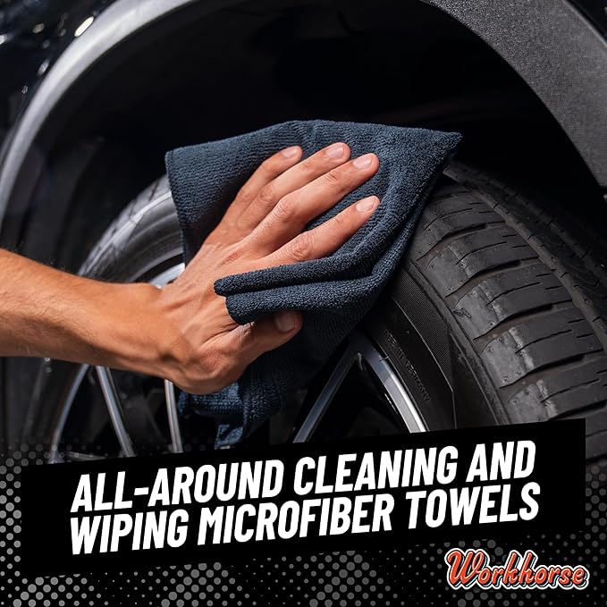 Chemical Guys Workhorse Professional Grade Microfiber Towels for Cars - Black 16x16 Inch Microfiber Cleaning Cloths for Home & Pet Drying, Soft & Scratch-Free, Washing, Drying & Cleaning, 3 Pack