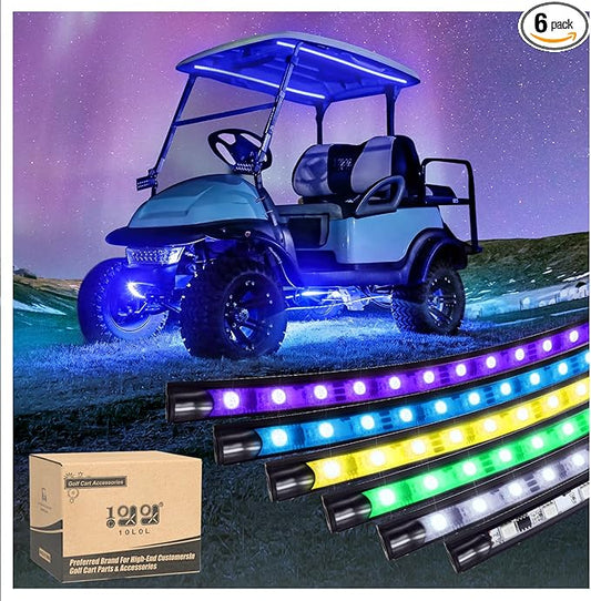 10L0L 6PCS Golf Cart Underbody Light Kit with Canopy Lights, Underglow LED Strip for Yamaha EZGO Club Car, 24 Modes Multicolor RGB Music Sync IP67 Waterproof