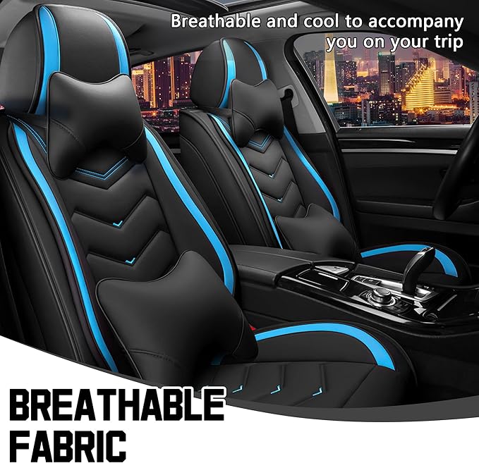 CTDS Car Seat Covers for Jeep Grand Cherokee L 2021-2026, Stylish Sport Seat Cover, Premium Nappa Leather Car Seat Cover. Automobile Seat Covers Sets.(Luxury 2 Seats/Black Blue)