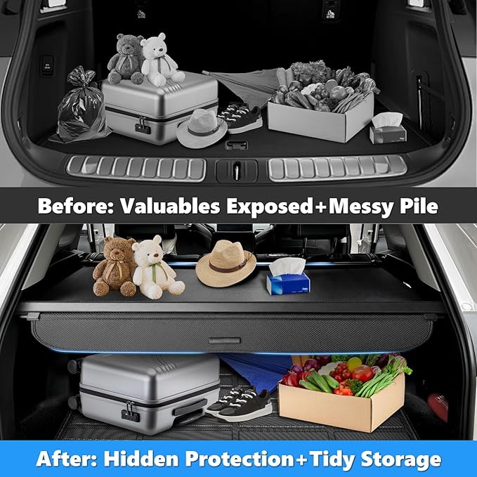 MIALUTY® Cargo Cover for 2023-2026 Honda CRV Retractable Trunk Cover CRV Accessories Anti-Peeping Anti-Theft Privacy Screen,Trunk Luggage Shield Shade Carbon Fiber Texture