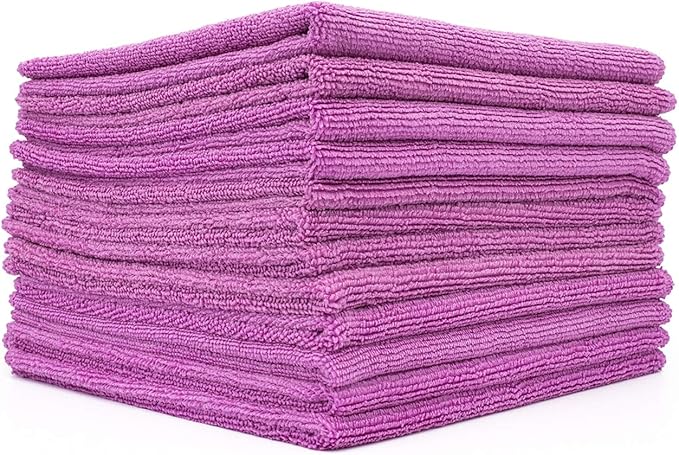 The Rag Company - All-Purpose Microfiber Terry Cleaning Towels - Commercial Grade, Highly Absorbent, Lint-Free, Streak-Free, Kitchens, Bathrooms, Offices, 300gsm, 12in x 12in, Lavender (12-Pack)
