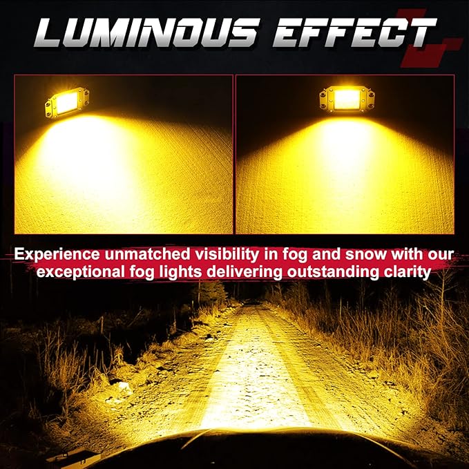 Amber Flush Mount LED Pods, OFFROADTOWN 2pcs 5'' 78W LED Driving Work Lights Spot Flood Combo Fog Light Yellow Lights for Truck Offroad UTV ATV SUV 4x4 Car