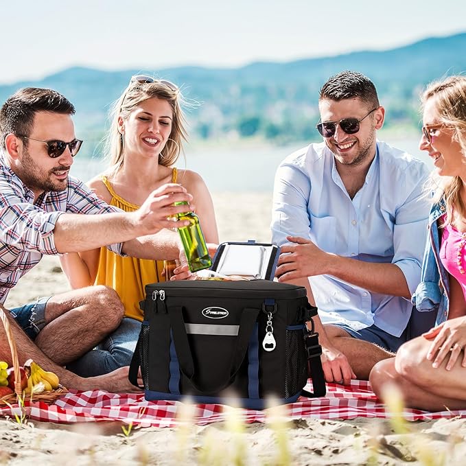 Maelstrom Collapsible Soft Cooler Bag,35/55/75 Cans Beach Cooler with Flip Top Lid, Ice Chest, Leakproof & Portable for Beach, Camping, Road Trips & Grocery Shopping