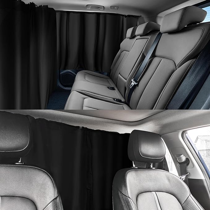 3PCS Extra Large Car Window Shades Kit,Thickened Vinyl Coated Car Window Covers for Privacy and Maintaining Cool Auto Interior Temperature,Universal Cars Curtains for Windows (Extra Large)