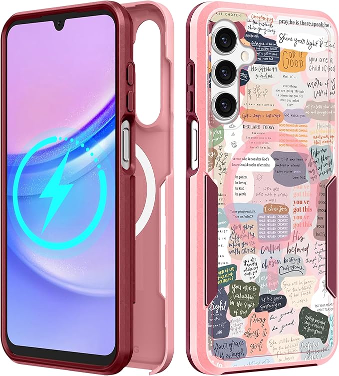 for Samsung Galaxy A16 5G Phone Case - Compatible with MagSafe Women Girls Cute Magnetic Protective Cover Girly Kawaii Pretty Unique Heavy Duty Shockproof Design for Samsung A16 5G Case