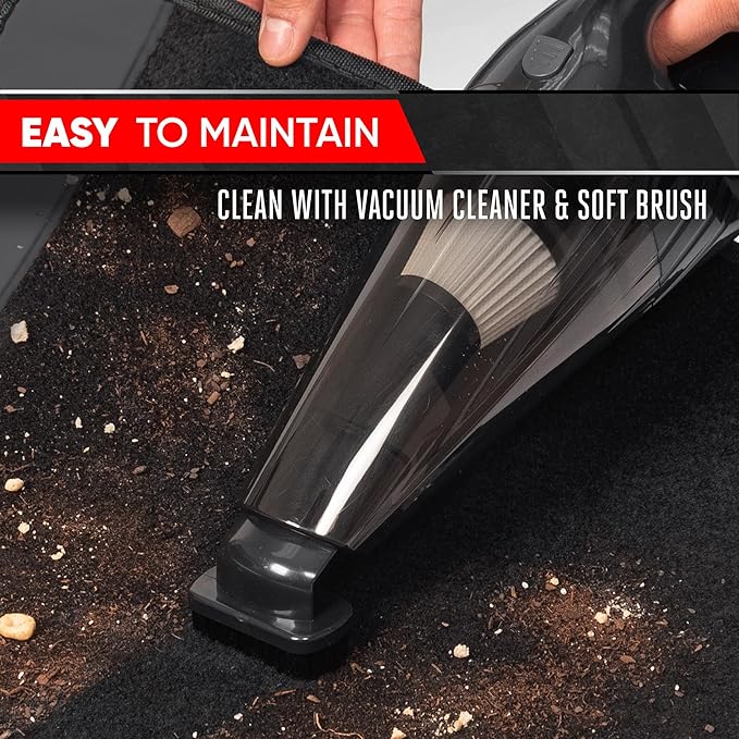 Motor Trend Waterproof Car Floor Mats Universal Fit Car Mats with Driver Heel Pad Leather Car Carpet Floor Mats for SUV Van Sedan Truck Anti-Slip Backing Carpet Mats Black and Gray