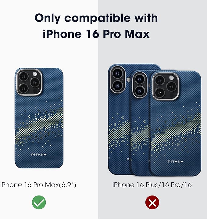 pitaka for iPhone 16 Pro Max Case Compatible with MagSafe, Thin & Light Case iPhone 16 Pro Max with a Caseless Feel, 1500D Aramid Fiber Woven [Tactile Woven-Milky Way Galaxy]