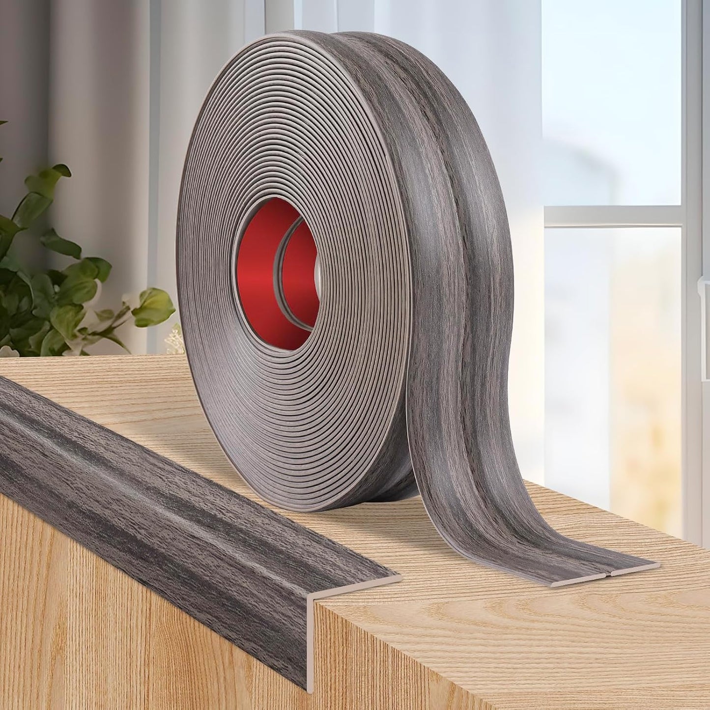 Flexible Wall Corner Protector Moulding Trim Peel and Stick Wall Corner Guards Edge Protector Self Adhesive Molding Trim Strip for Edge Ceiling (Brown Walnut Wood Grain, 2.4 in x 40 Ft)