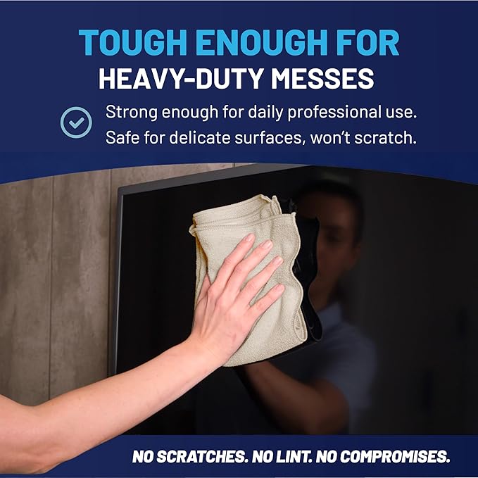 MW Pro Multi-Surface Microfiber Towel – Sand, Olive, Tan 12 Pack |16"x16" Premium Cleaning Cloth | Clean, Dust, Polish, Absorb | Large