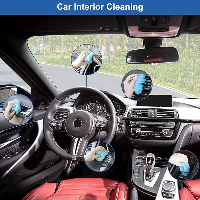 Generic Car Cleaning Gel Universal Detailing Kit Automotive Dust Car Crevice Cleaner Slime Auto Air Vent Interior Detail Removal for Car Putty Cleaning Keyboard Cleaner Car Accessories (Blue)