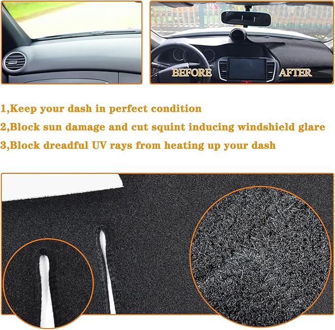 Dash Cover Mat Dashboard Cover Dashmat Black Replacement for Toyota Camry 2007 2008 2009 2010 2011