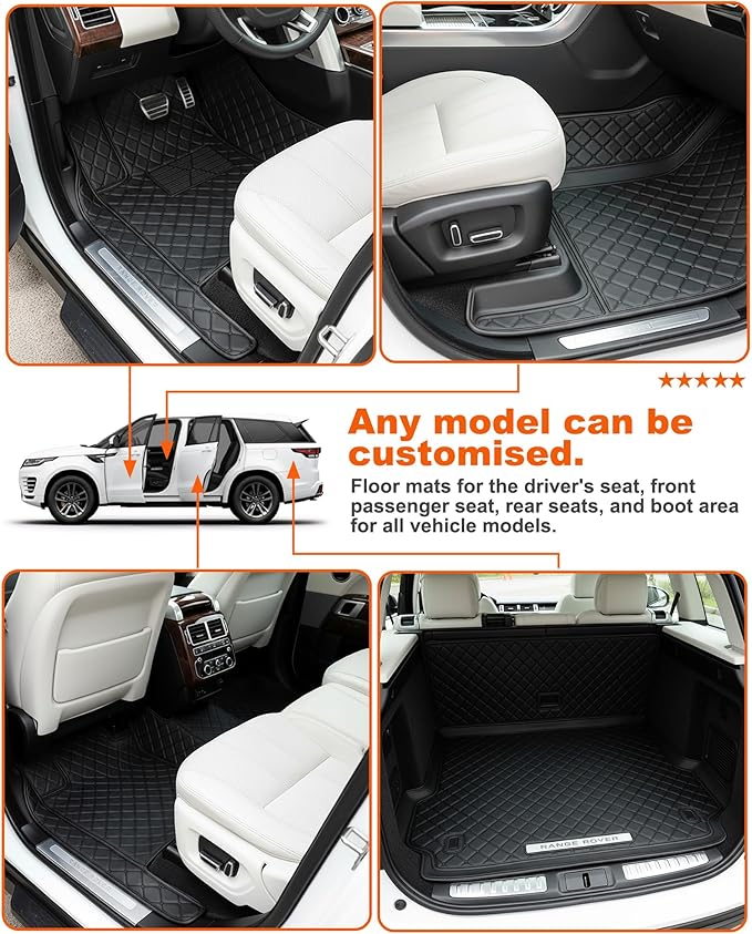 All-Weather car Floor MATS-Suitable for 99% of car Models,Leather car mat, offering Personalized Embroidery and Multiple Color Options,Provide Protection for car Rug (2+1Green)