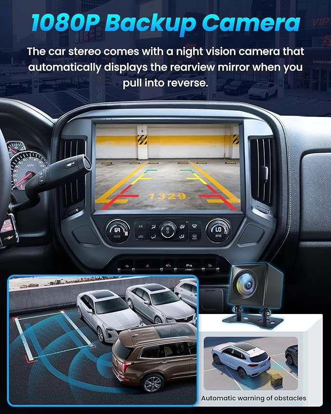 13.1 inch 12 Core+128GB Car Radio for Chevy Silverado 2014-2018: 2K QLED Touch Screen, Android 13 Stereo with Wireless CarPlay Android Auto 5G WiFi GPS Bluetooth FM/AM DSP 48EQ SWC Backup Camera