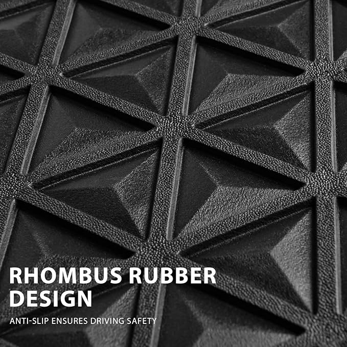 CAR PASS Bling Diamond Car Mats Rubber Floor Mats Full Set Anti-Slip 3D Rhombus Waterproof Trim to Fit Liner Universal Glitter Crystal Sparkly Shining Rhinestone Girl Women SUV Sedan Van, Black Blue
