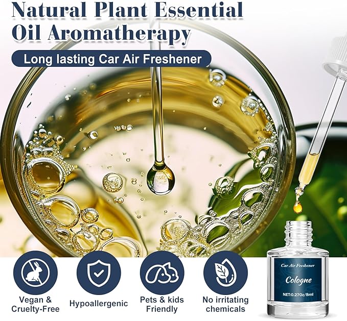 Premium Car Air Freshener, 6 Pack Deep Luxury Scent Essential Oil Diffuser, Long Lasting Fragrance Interior Decor Unisex,Hanging Aroma Diffuser Executive Business Car Accessories Mens Gifts
