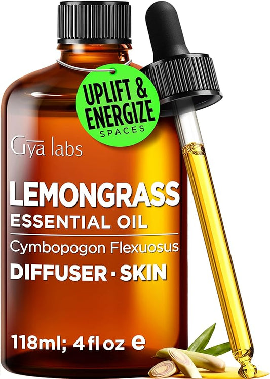 100% Pure Lemongrass Essential Oil - 4 Fl Oz - Lemongrass Oil for Hair, Skin, Diffuser, Aromatherapy & DIY Candle Making Scent