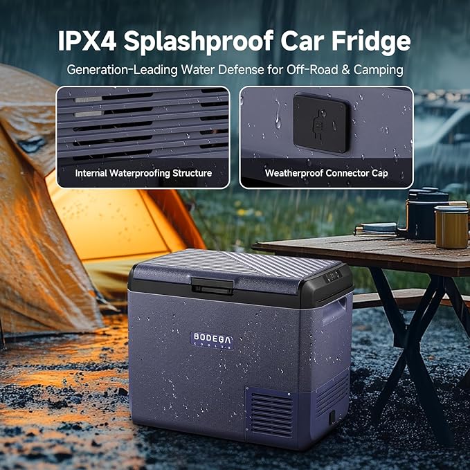 BODEGA COOLER 12v Car Refrigerator, 63QT(60L) IPX4 Waterproof Electric Cooler, APP Control Car Fridge with 12/24V DC 110-240V AC, -4℉~68℉, Portable Freezer for Truck Van RV Camping, Travel,Home