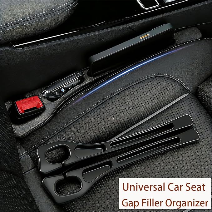 Car Seat Gap Filler, 2-Pack Universal Seat Gap Filler Organizer,Seat Side Gap Seam Filler Organizer Between Seat and Centre Console, No Drop Seat Guard for Phones,Keys & Cards, Fits Cars, SUVs, Trucks