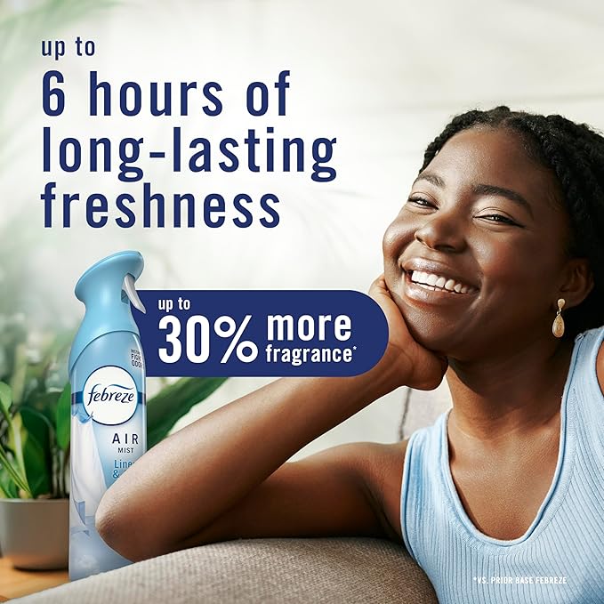 Febreze Air Mist, Air Freshener Spray, Odor Fighting Room Spray, Deodorizer for Home Bathroom Kitchen Office Apartment Dorm Room Classroom, Linen & Sky Scent, 8.1oz (Pack of 2)