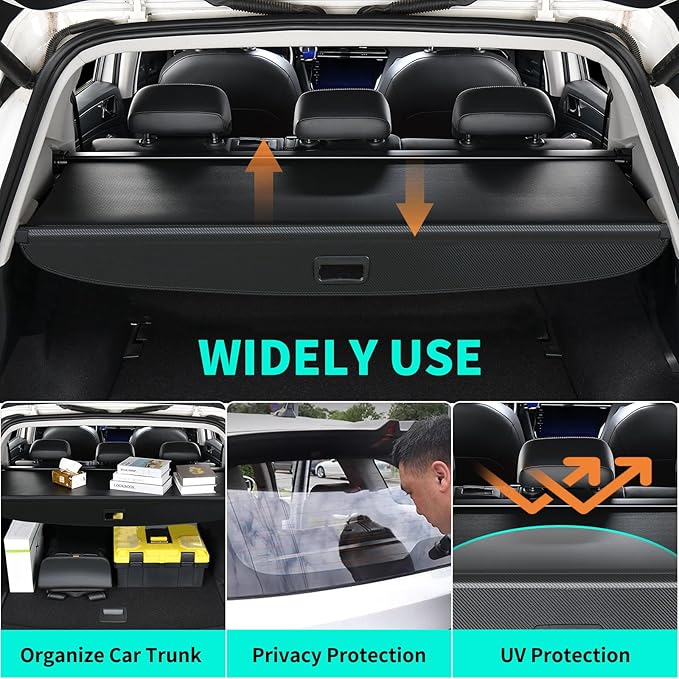 Tecoom Cargo Cover fit for Toyota 4Runner Accessories 2010-2024, Retractable Rear Trunk Cover Luggage Security Shade, Anti-Peeping Privacy Screen Protector, Carbon Fiber Texture