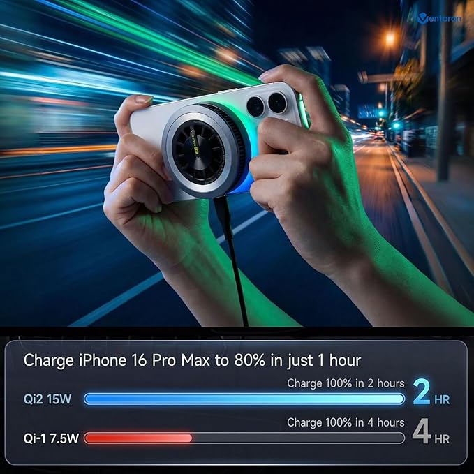 Qi2 15W Magnetic Wireless Car Mount Charger, MagSafe Compatible Air Vent Phone Holder with Peltier Cooling for iPhone 16/15/14/13/12, Galaxy S25, Detachable Car & Desk Charger (White)