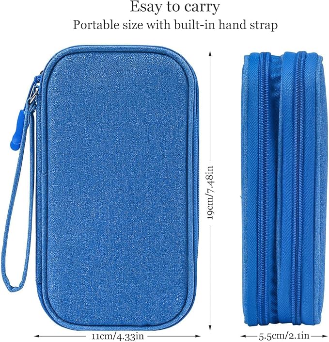 Electronics Accessories Organizer Pouch, Electronic Organizer Travel Case Cable Organizer for Cable, Charger, SD Card, Business Travel Gadget Bag (Blue)